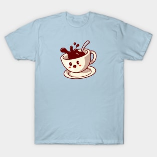 Cute Happy Coffee Cup Cartoon T-Shirt